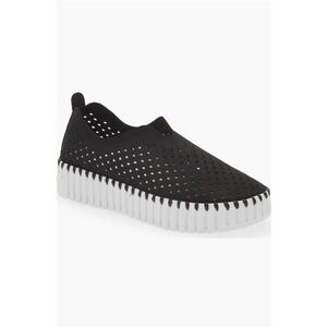 Ilse Jacobsen Women Black Perforated Slip On Shoes Tulip Sneaker School Size 37